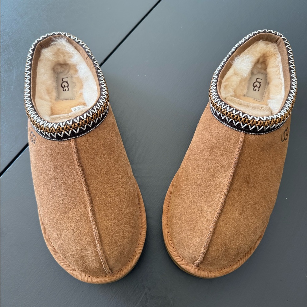 NEW UGG Tasman Slippers Chestnut Suede Shearling Men’s 10